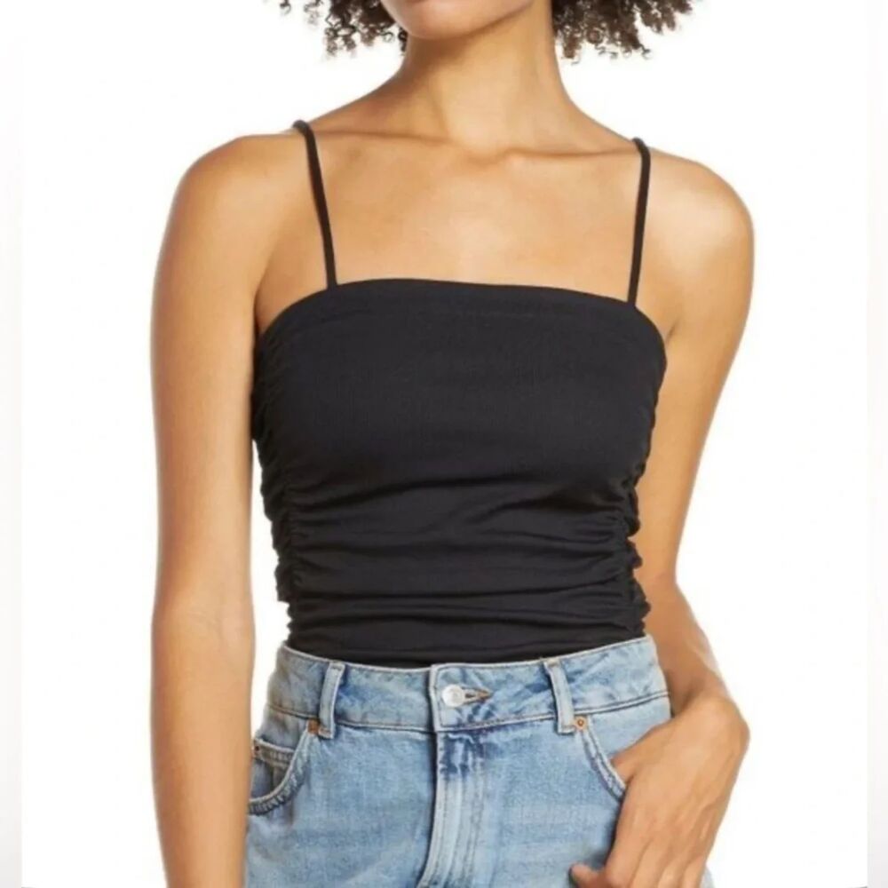 NWT Free People Ruched Black Bodysuit